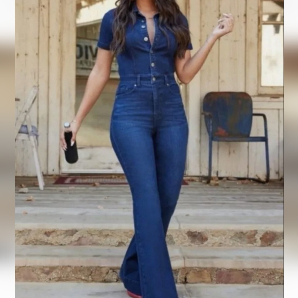 Jessica Simpson Navy Flare Jumpsuit